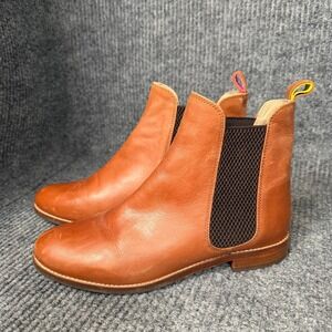 Joules Chelsea Boots UK 4 EU 37 US 6 Tan Leather Pull On Minimalist Casual India